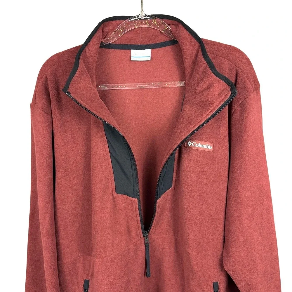 Columbia Fleece Pullover Men's XL Red Black Half Zip Outdoor Hiking‎ Gorpcore